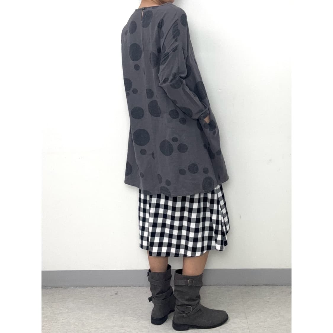 빈티지 그레이 도트 원피스 상품이미지4