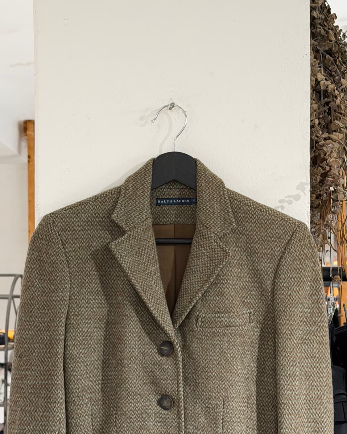 랄프 로렌 카키 싱글 헤링본 트위드 울 자켓 상품이미지4