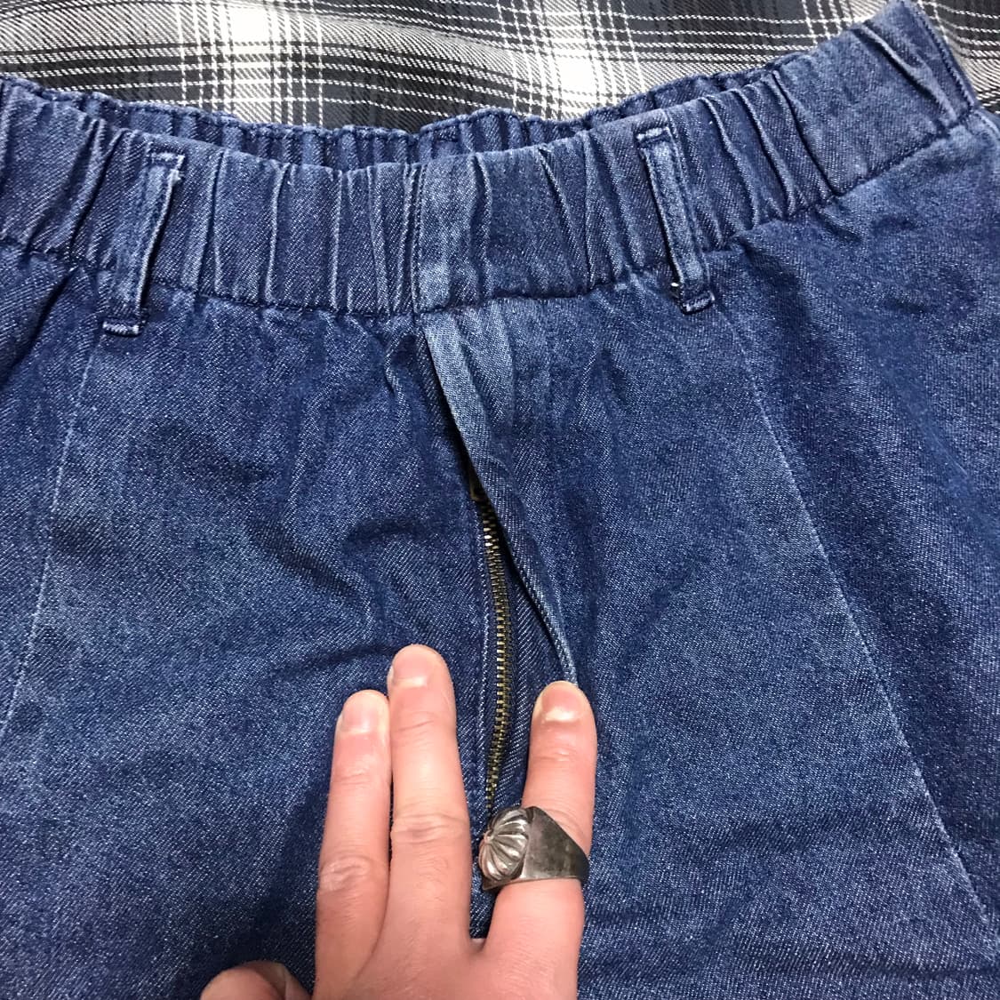 Gu 재팬 슈퍼 와이드 크롭 테이퍼드 핀턱 이지 팬츠 인디고 중청 상품이미지3