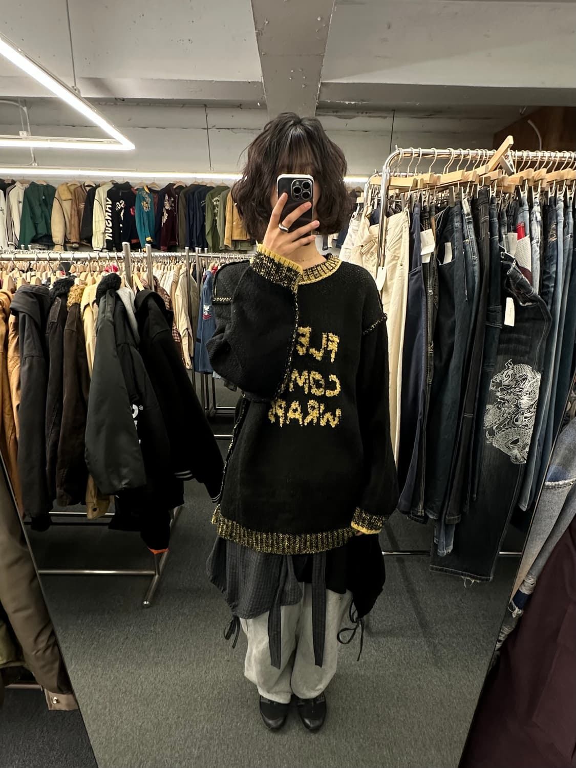 OS)카스타네 빈티지 배색 니트 스웨터 상품이미지1