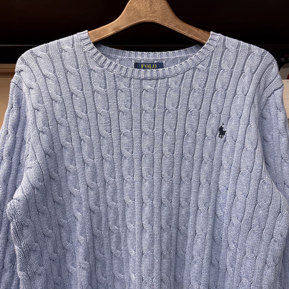 신형라벨 폴로 랄프로렌 케이블 코튼니트 스웨터 블루 N1050 상품이미지3
