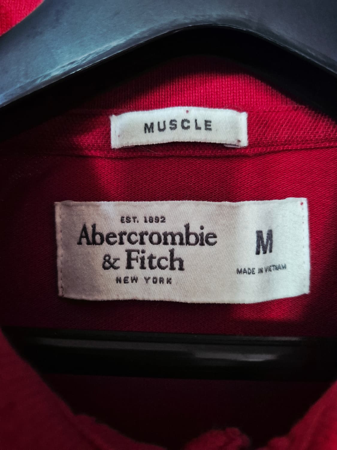 [M]아베크롬비 레드 반팔 피케 셔츠 상품이미지2