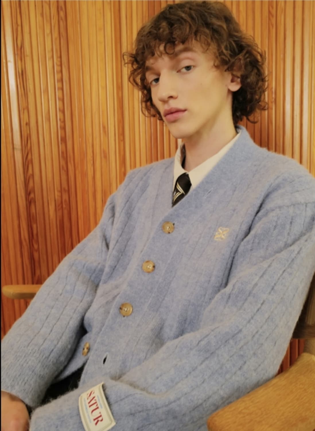 세터 파로 오버사이즈 알파카 브러쉬 가디건 L 웜스카이 상품이미지2