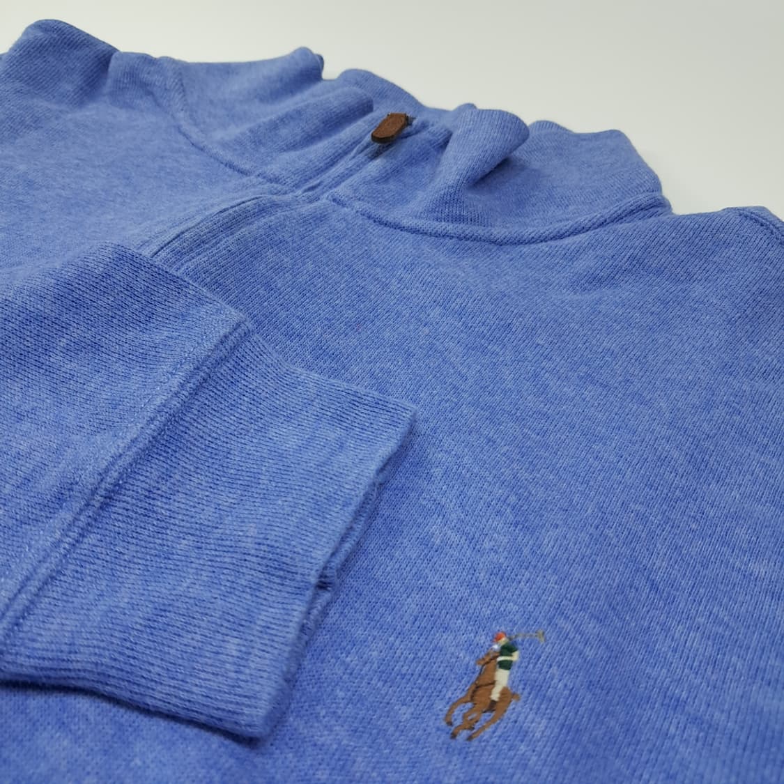 CL310 2XLT 폴로 코튼 가죽풀러 블루멜란지 하프집업 니트 상품이미지5