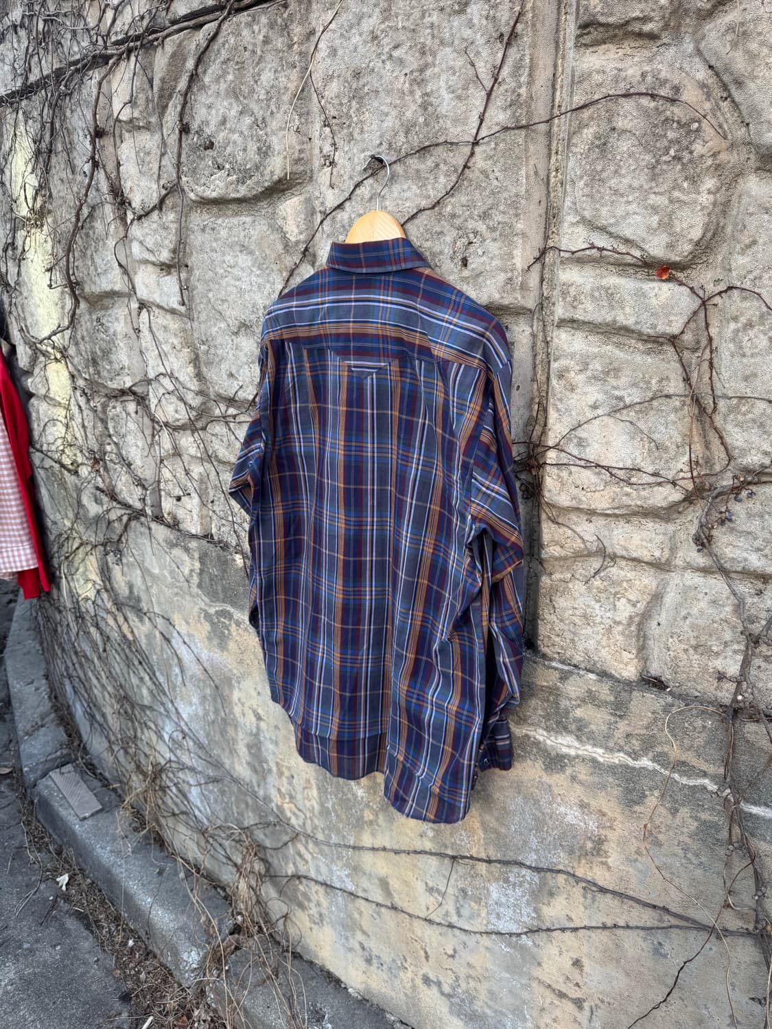 80s 팬핸들슬림 빈티지 체크 패턴 웨스턴 셔츠  상품이미지4