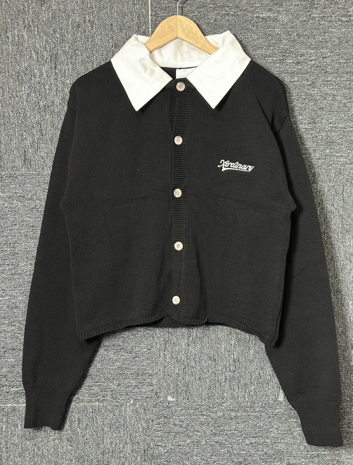 X:Ordinary 카라 크롭 니트 가디건 남녀공용 상품이미지1