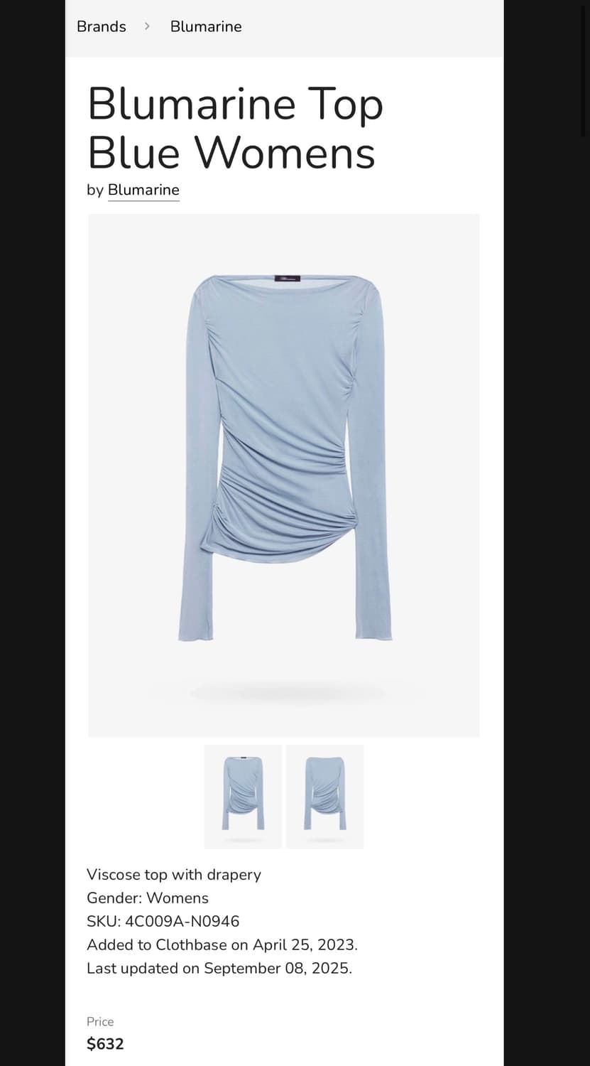 블루마린 Blumarine 비스코스 드레이핑 탑 상품이미지3