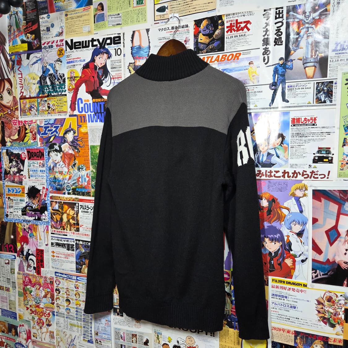 빈티지 펑크 해골 패턴 반집업 니트 상품이미지5