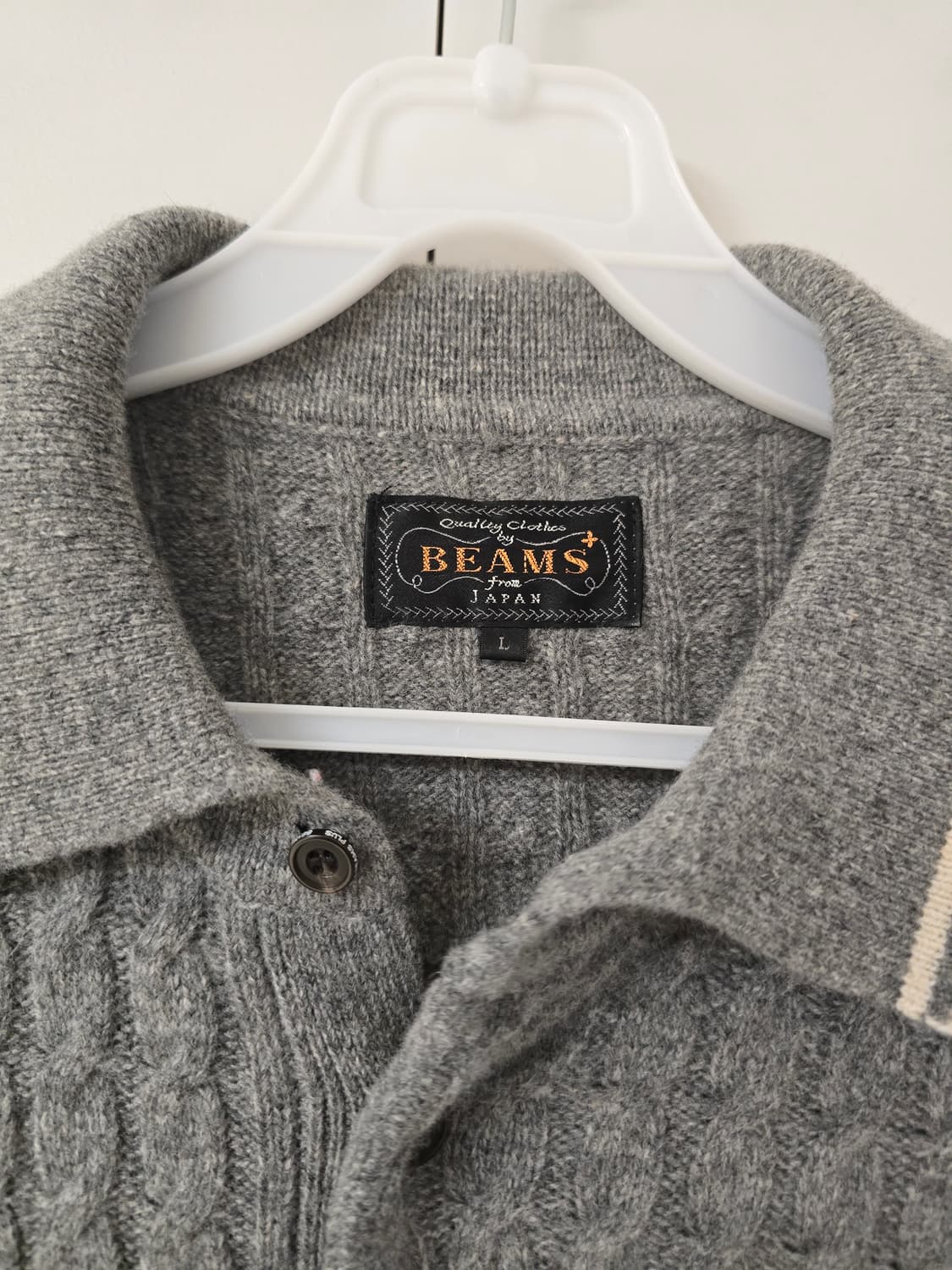 BEAMS+ 울 케이블 니트 폴로  (L) 상품이미지1