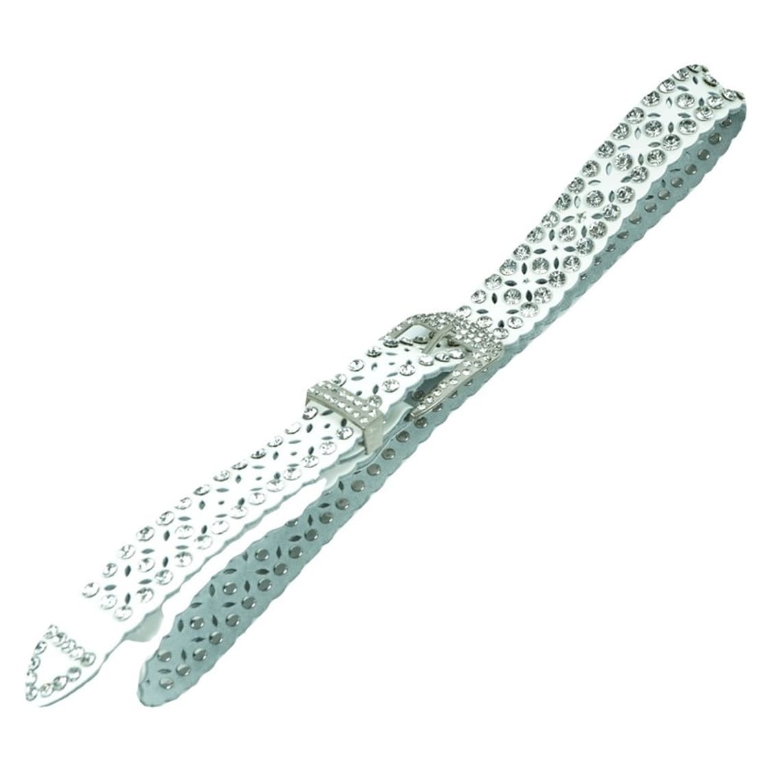 Y2K 펑크 무드 화이트 풀 큐빅 펀칭 웨스턴 벨트 상품이미지1