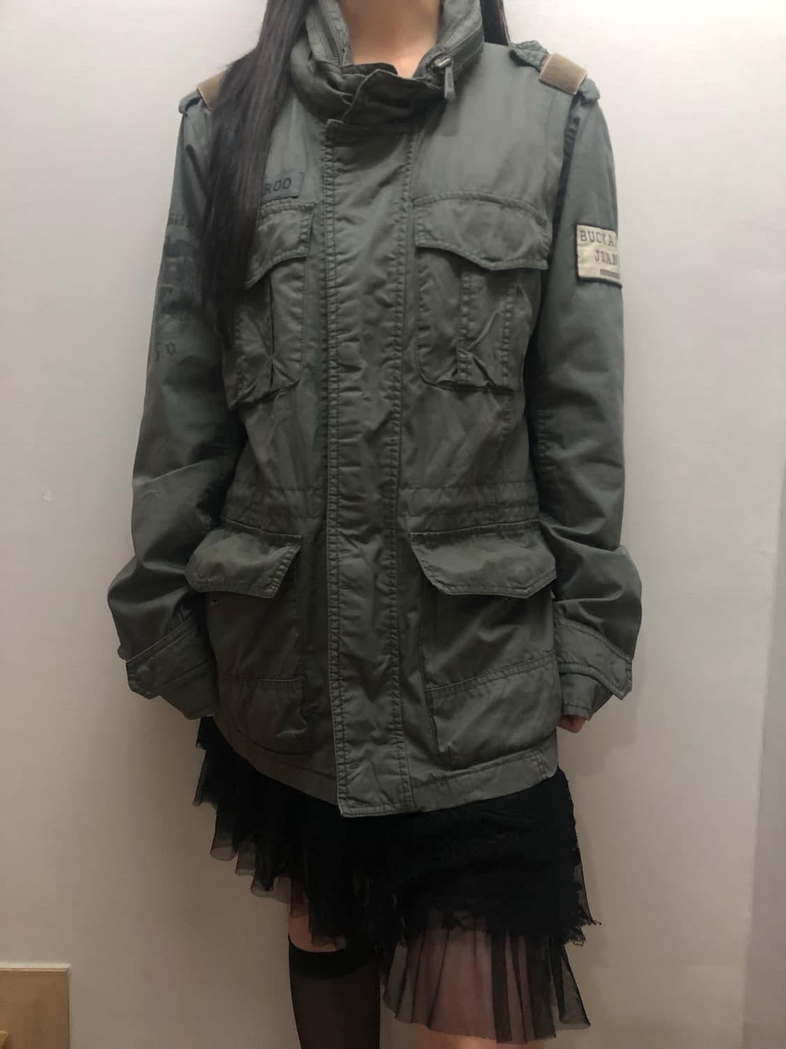 빈티지 버커루 카키 펑크 자켓 상품이미지1