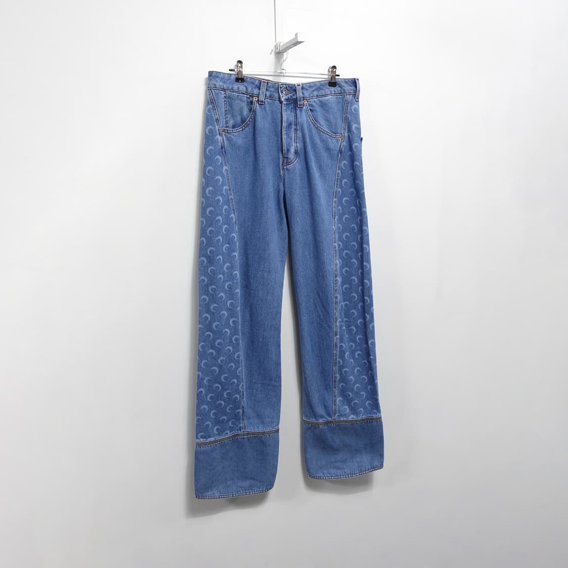 [46]MARINESERRE 마린세르 화이트라인 문패턴 데님팬츠 상품이미지2