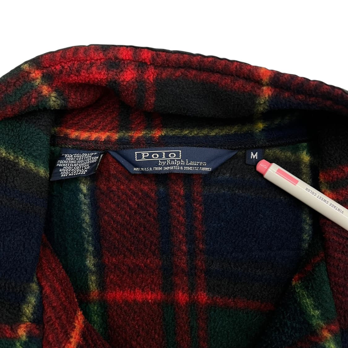 폴로 랄프로렌 90's 타탄체크 플리스 블루종 M 상품이미지6