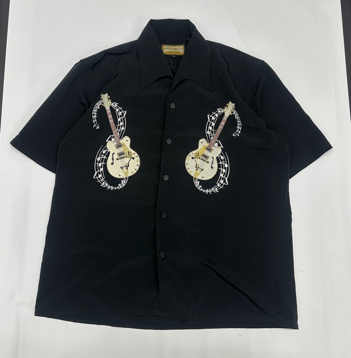 Dragonfly 🎸빈티지 자수 기타 오버핏 카라 셔츠 블랙 보헤미안 상품이미지2
