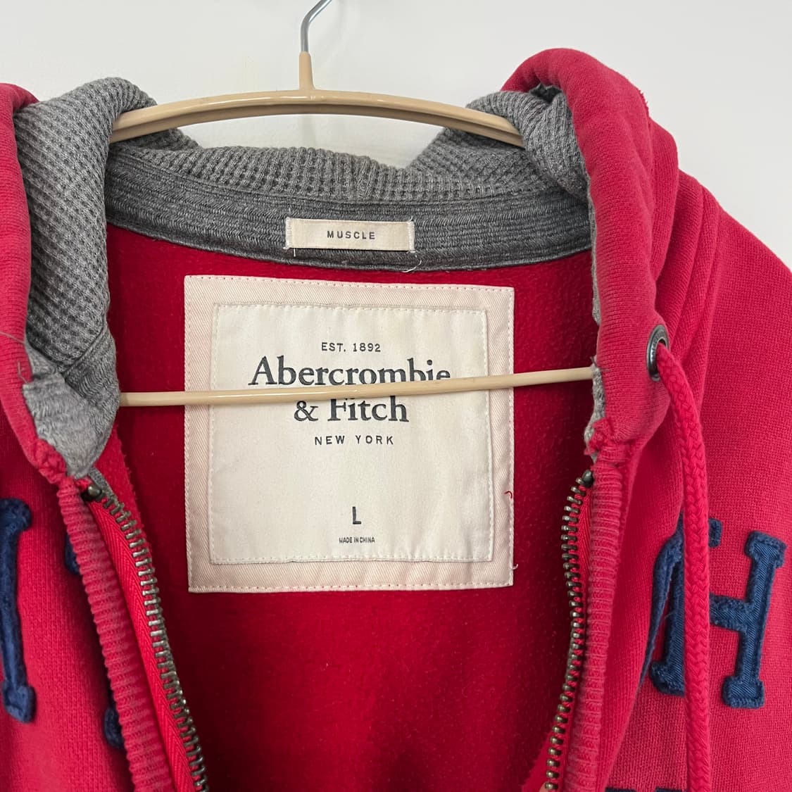 아베크롬비 자수로고 레드 후드집업 상품이미지8