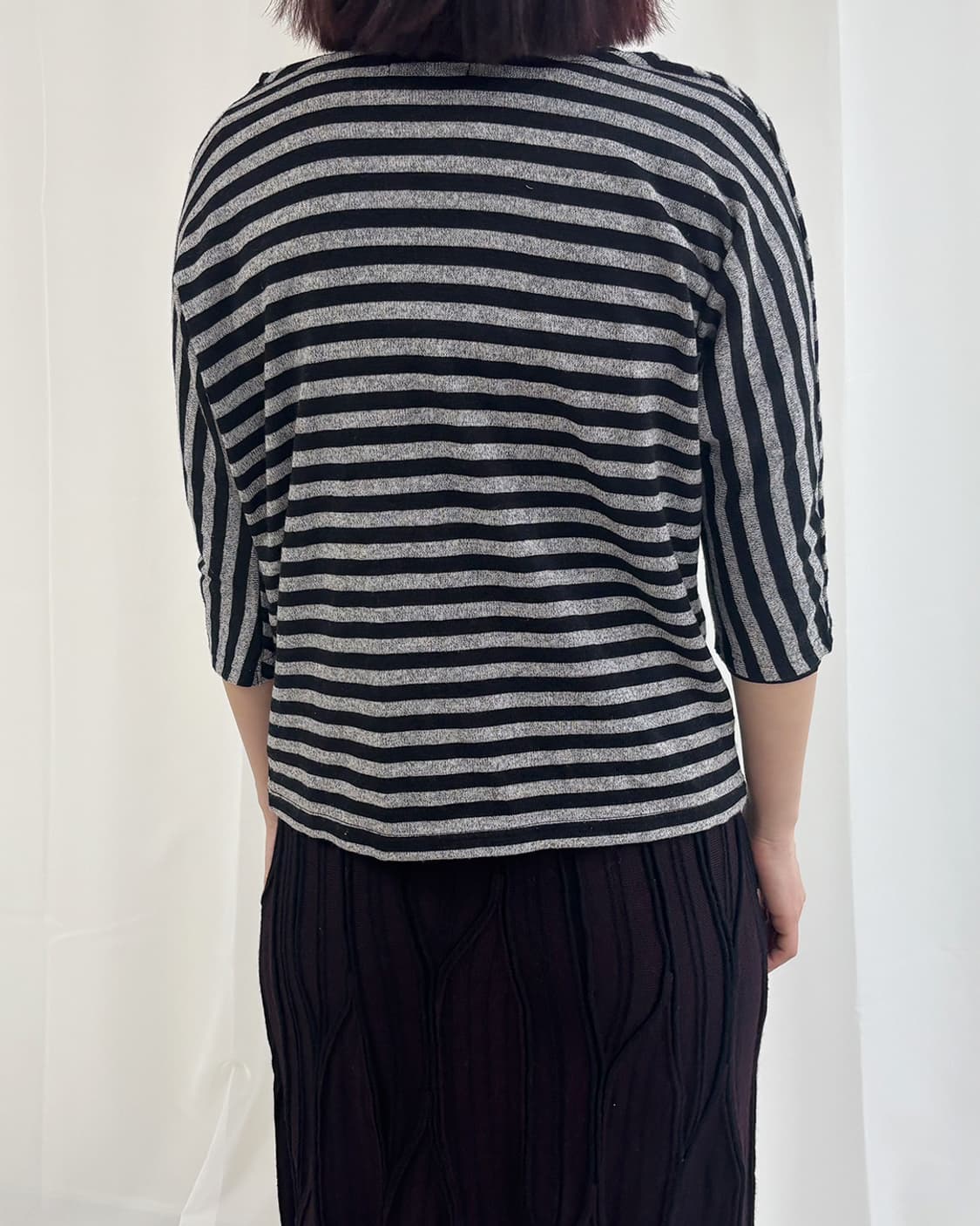 eloi gaori stripe tie 3/4 sleeve top 상품이미지8