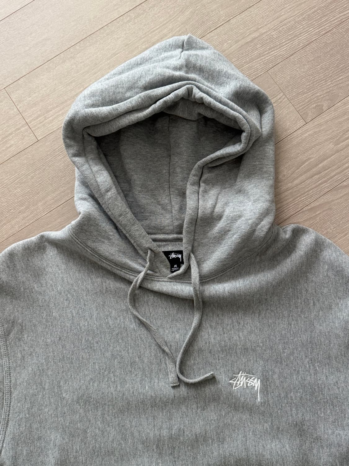 스투시 오버다이드 스무스 스탁 로고 후드 그레이 헤더 M 상품이미지5