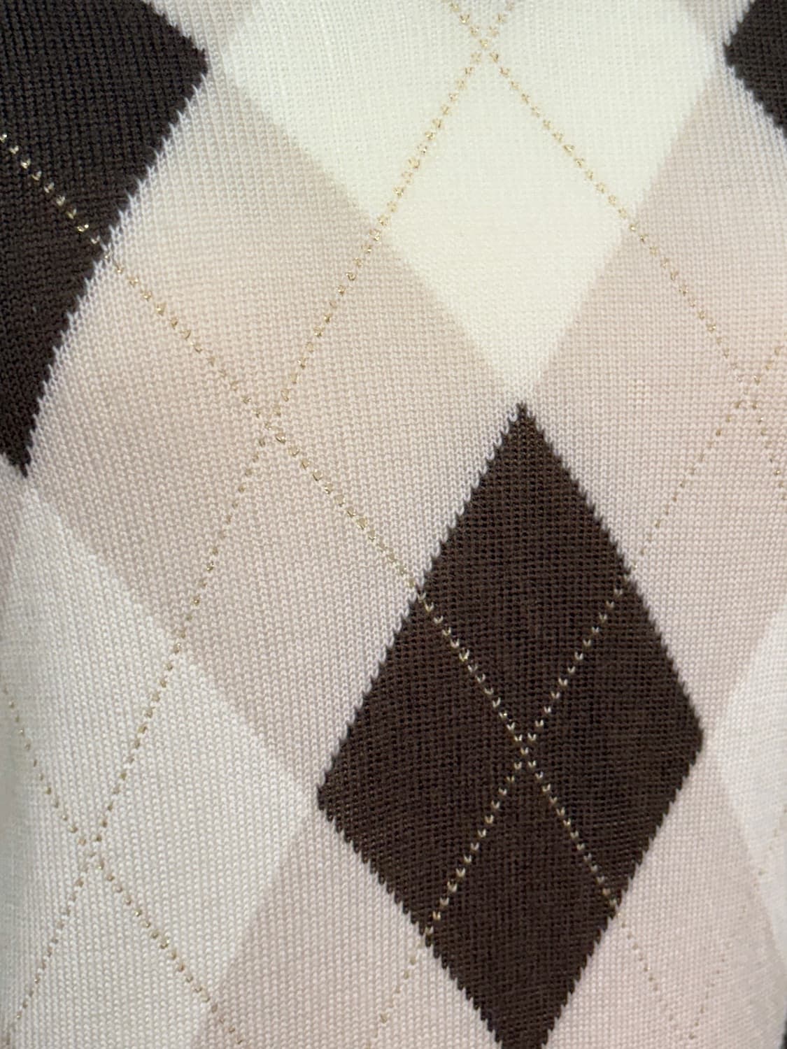 Vino Rouge 라떼 아가일 슬림 니트 탑 M 상품이미지3