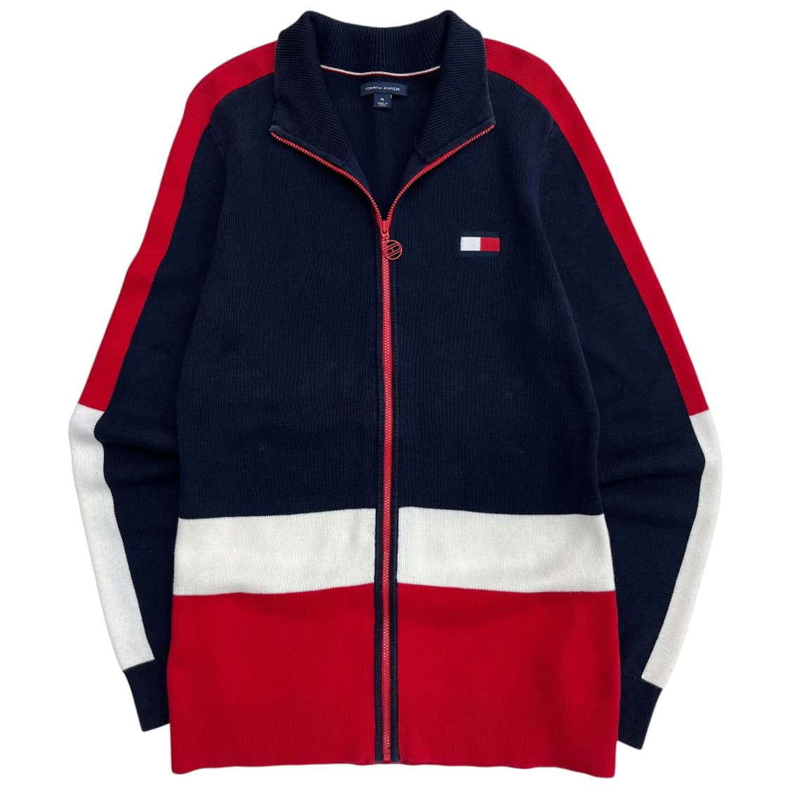 타미힐피거 레드배색 네이비 니트 집업 M 상품이미지2