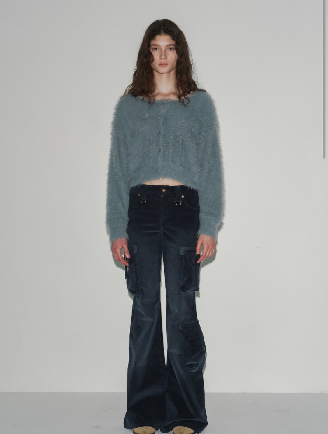 seo 에스이오 서울 코듀로이 카고 플레어 팬츠 네이비 2사이즈 상품이미지2