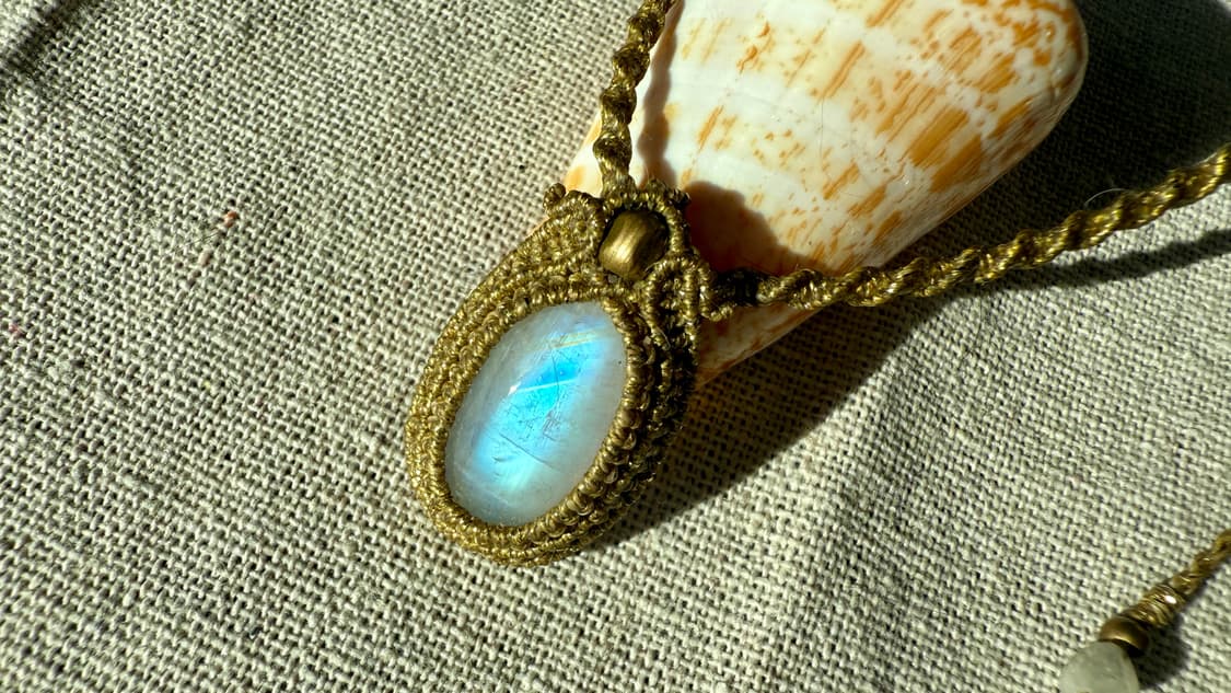 블루 문스톤 보헤미안 마크라메 원석 목걸이 상품이미지3