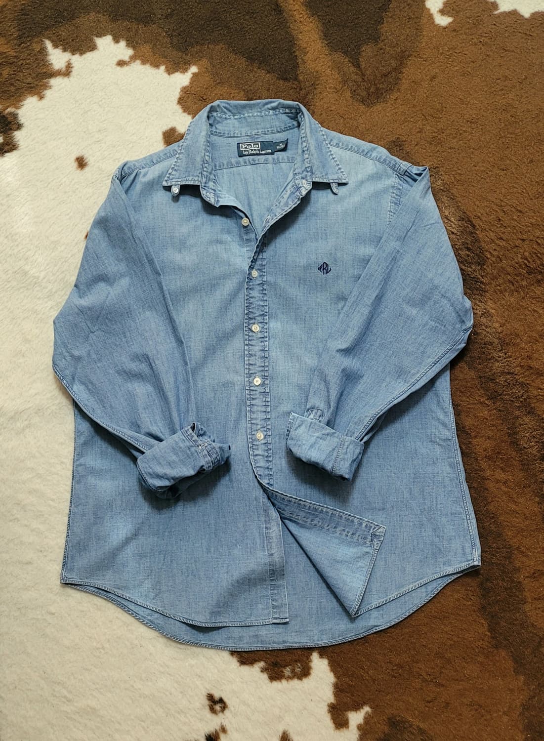 폴로 랄프로렌 남성용 연블루 면남방(XL) 상품이미지2