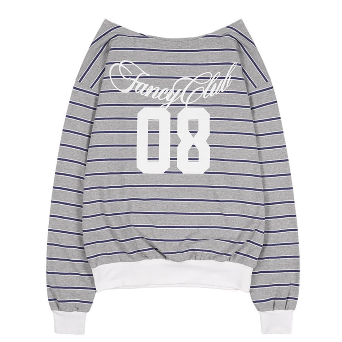 팬시클럽 스트라이프 원숄더 스웻셔츠 그레이 상품이미지1