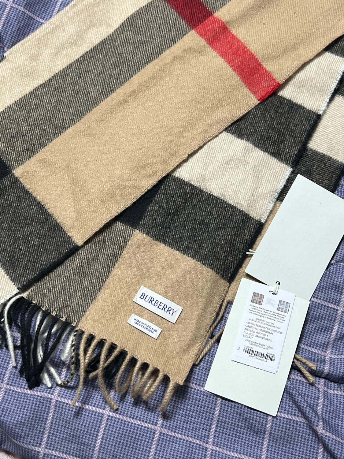 버버리 캐시미어 자이언트 체크 머플러 상품이미지2
