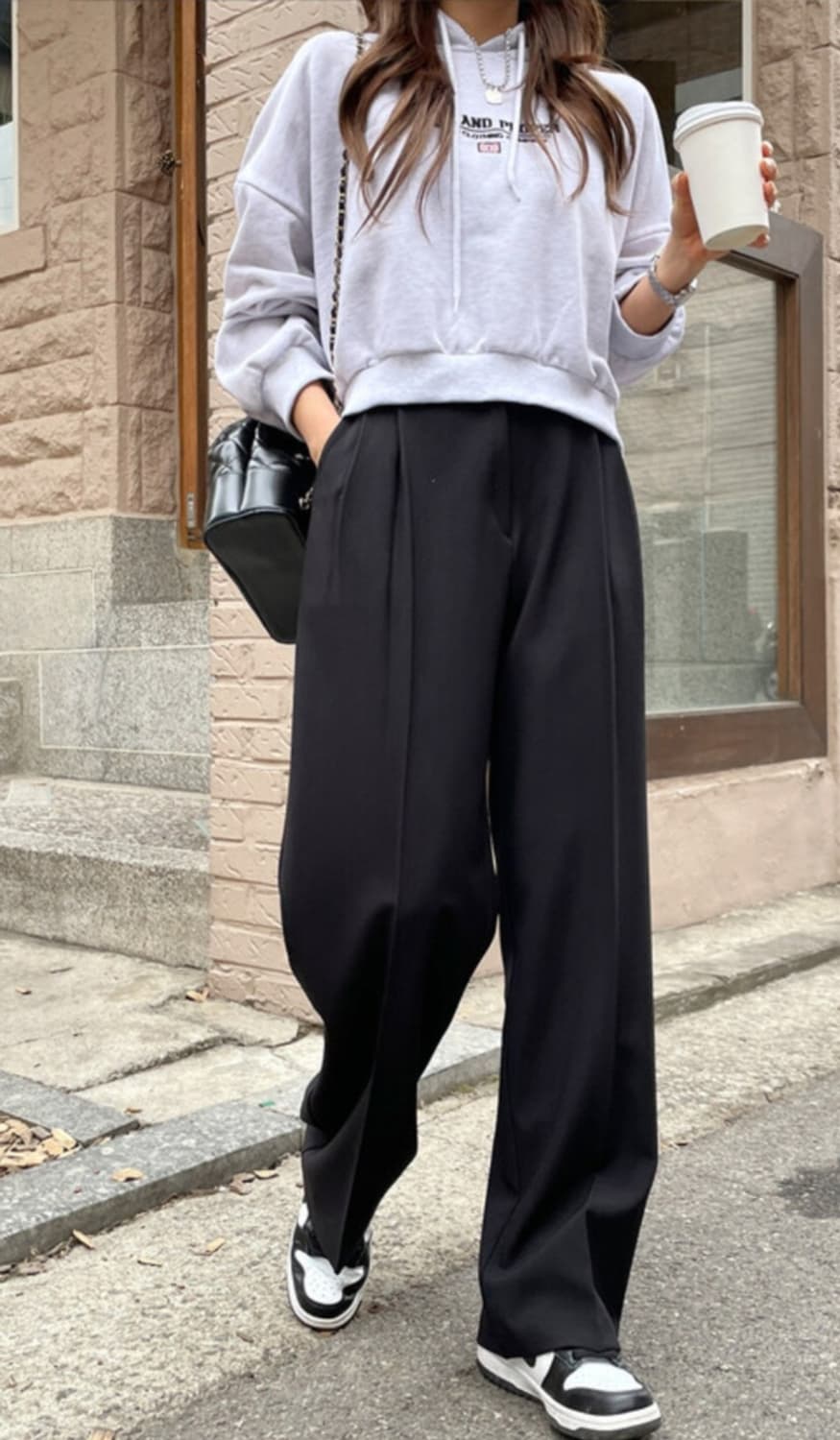블랙 펀틱 와이드 슬랙스 상품이미지5