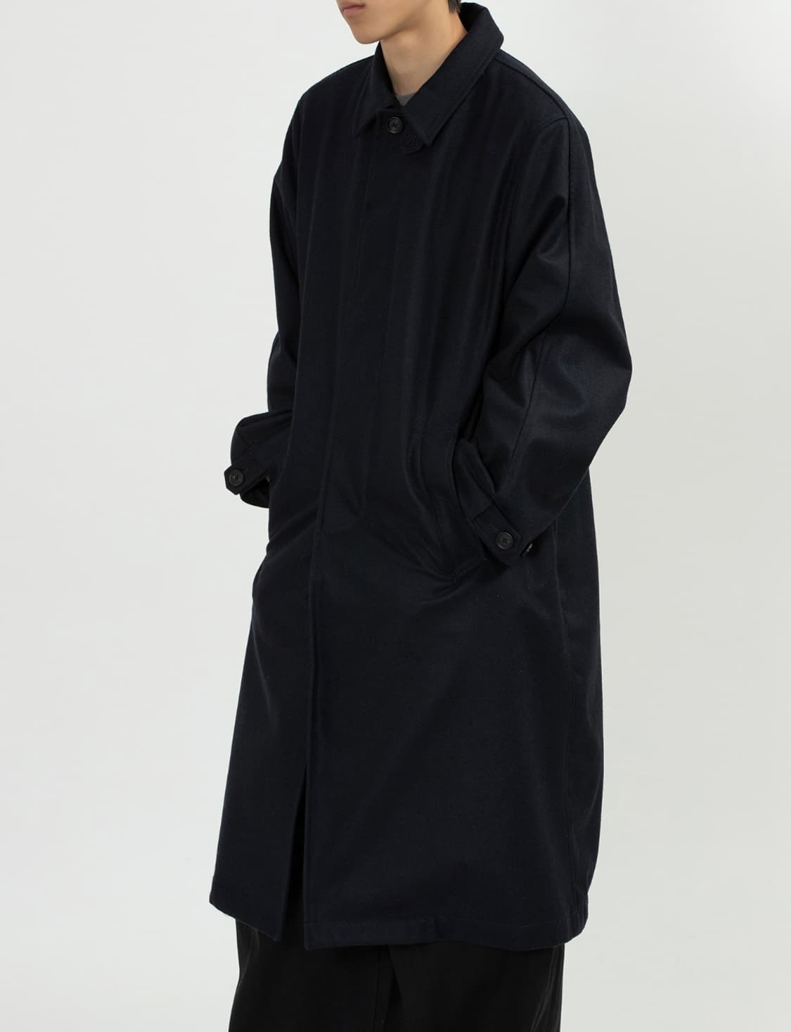 L 쿠온 플라넬 오버코트 다크네이비 상품이미지3