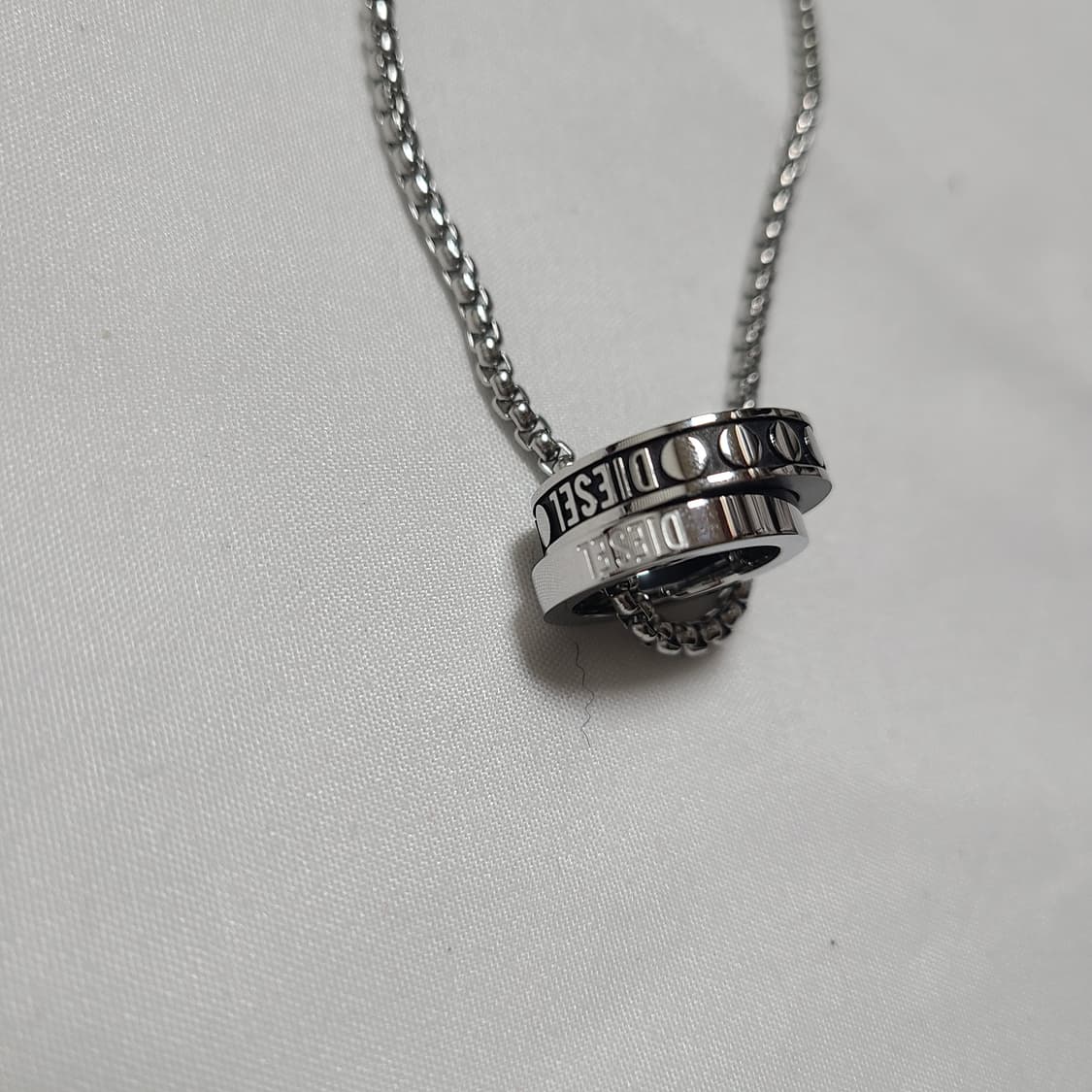 디젤 스테인리스 스틸 더블 팬던트 목걸이 실버 상품이미지5