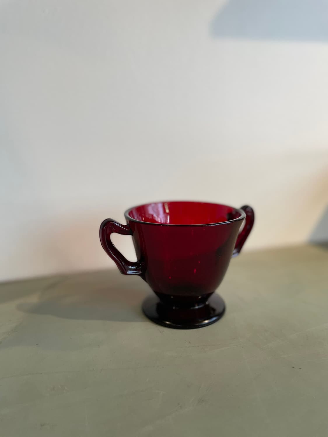 빈티지 루비레드 숏 양손 핸들 글라스 상품이미지2
