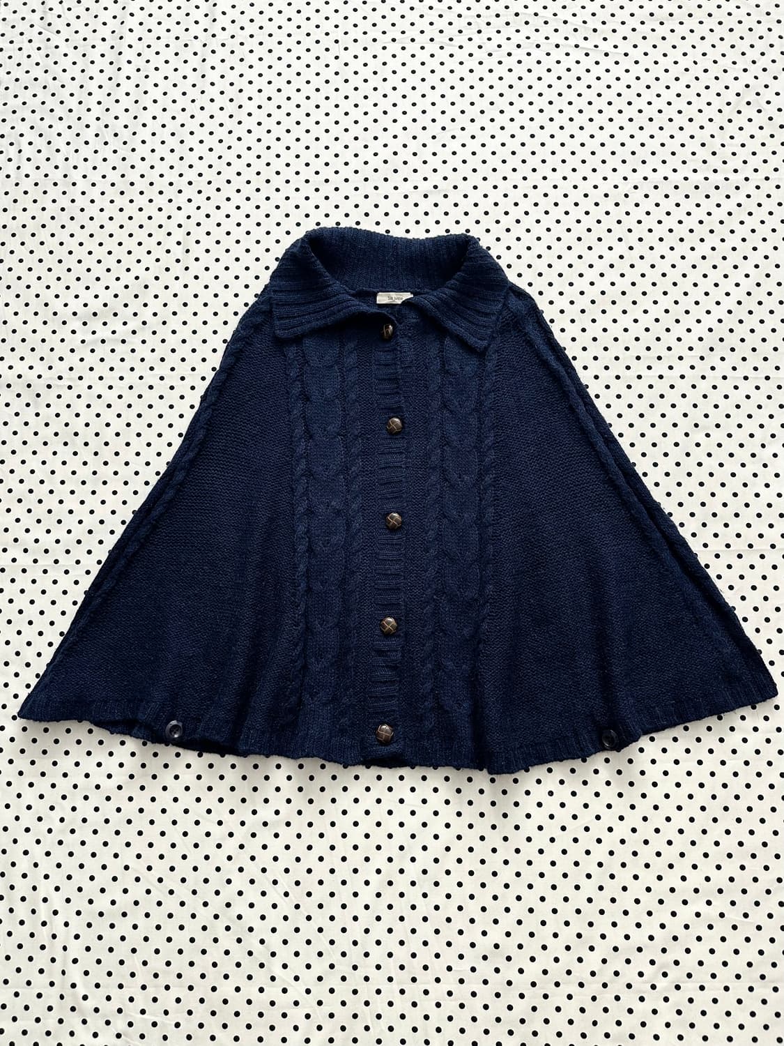 jpn 네이비 메론빵 니트 케이프 가디건 망토 하구미 스즈코 히피 모리걸 상품이미지1