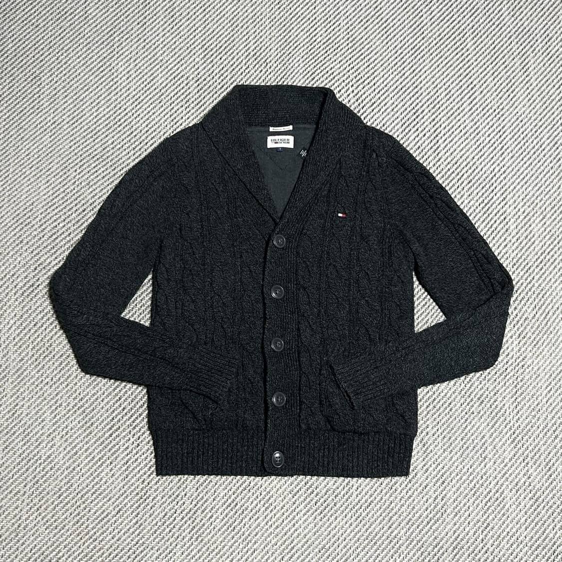 [S] Tommy 타미힐피거 다크그레이 숄카라 니트 가디건 상품이미지1