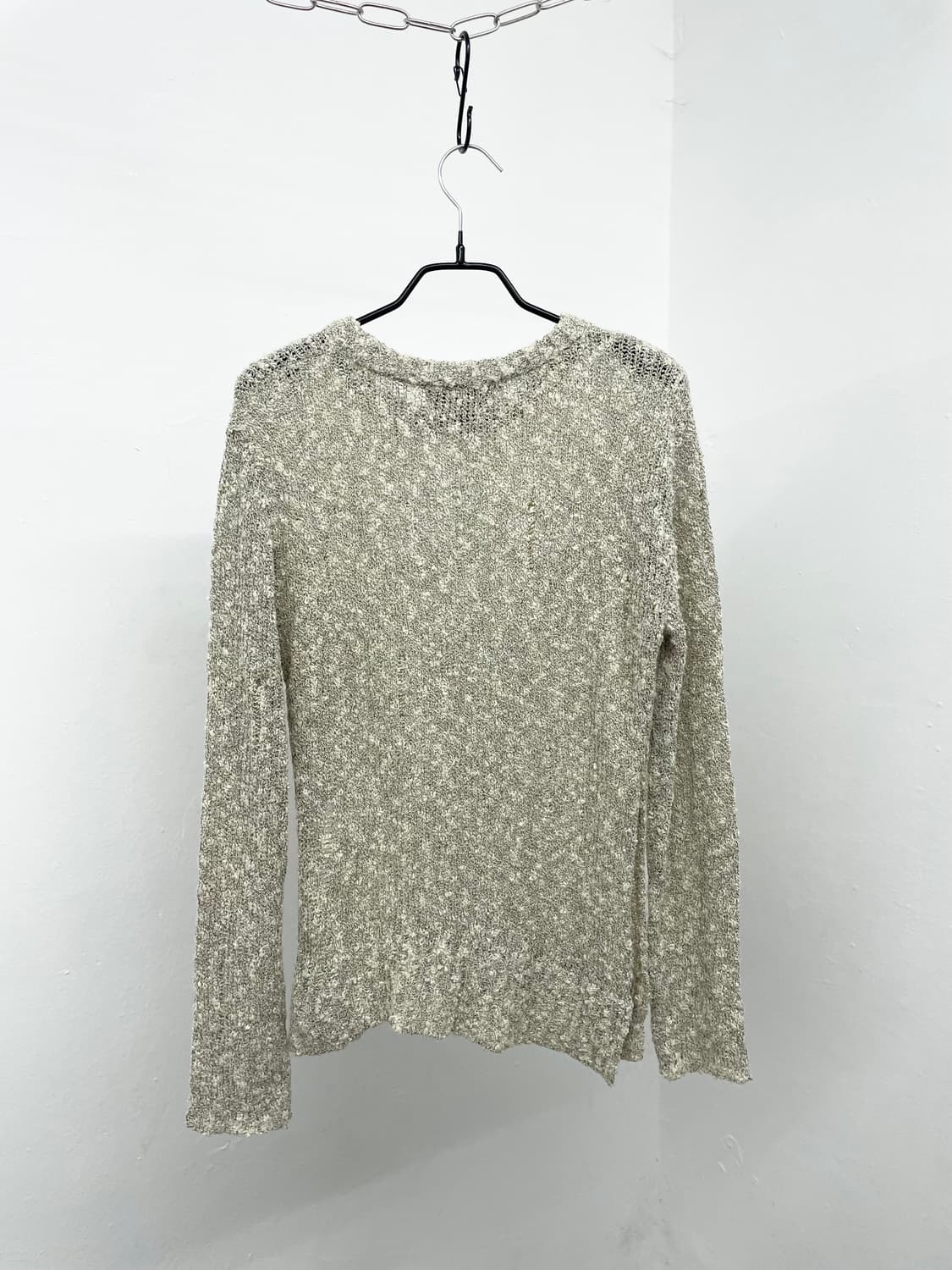 멜란지 데미지 루즈 절개 니트탑 상품이미지8