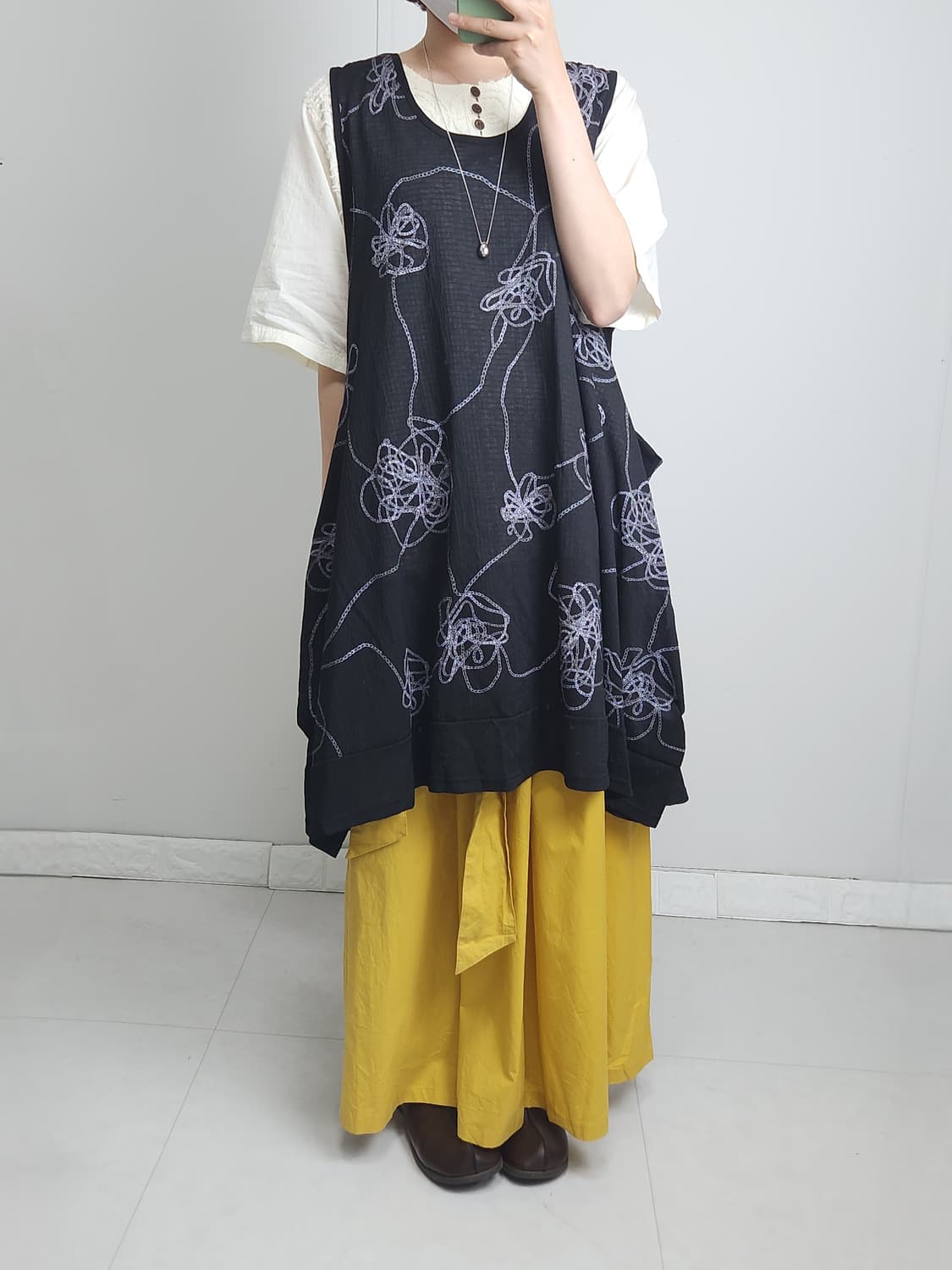 패턴 롱 슬리브리스 블라우스 상품이미지4