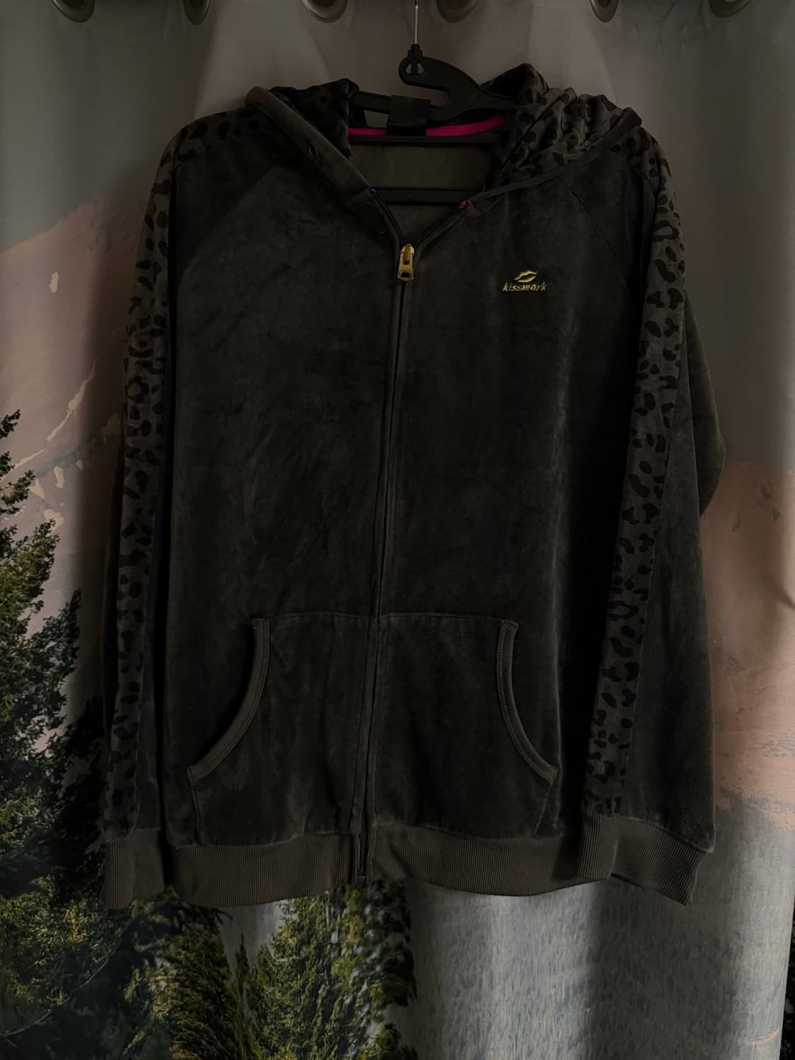kissmark vintage 레오파드 후드집업 상품이미지1