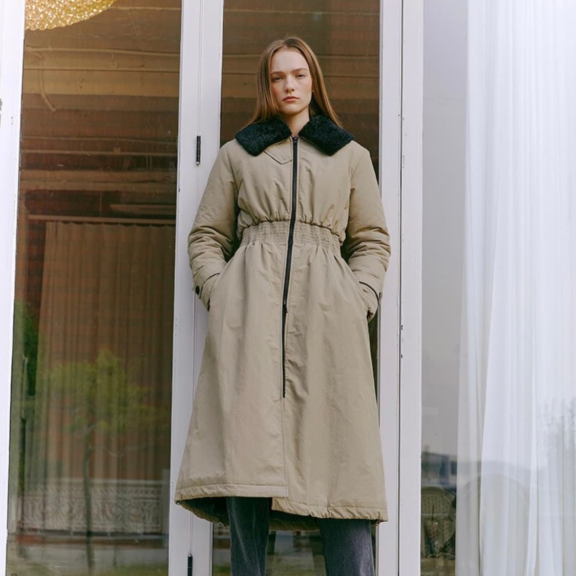 3740 에트몽 스모크 패딩 코트 카키 베이지 상품이미지1