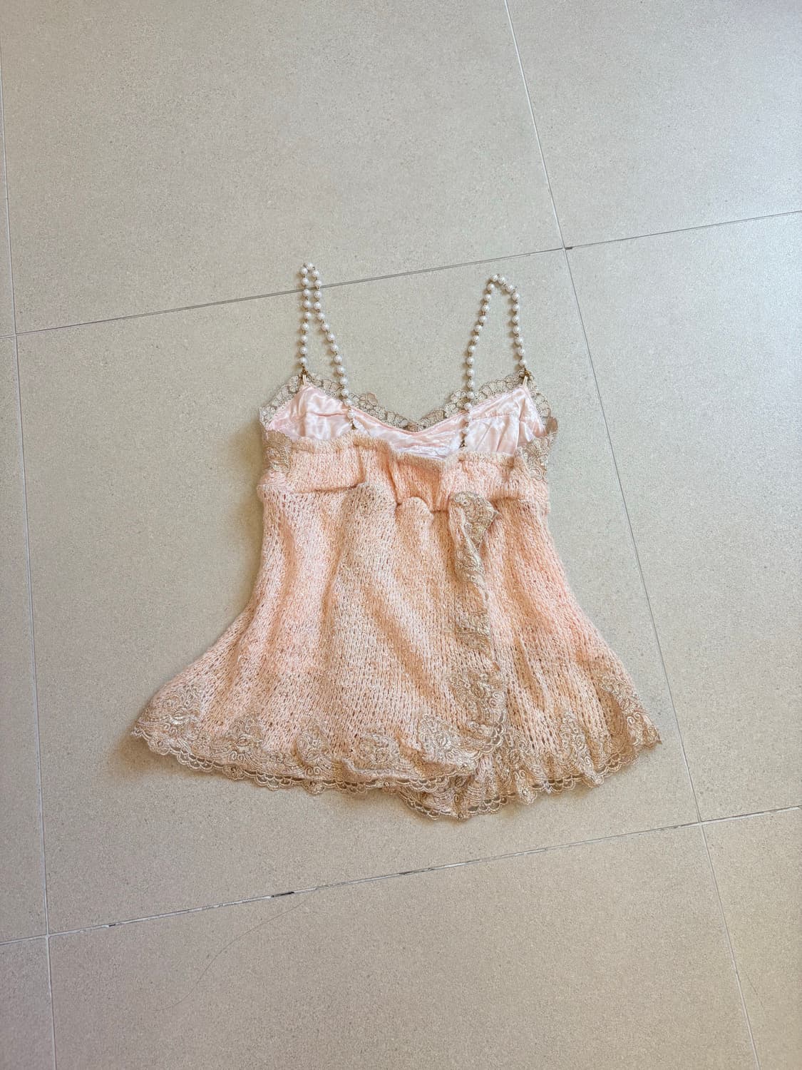 연핑크 니트 진주 나시 상품이미지3