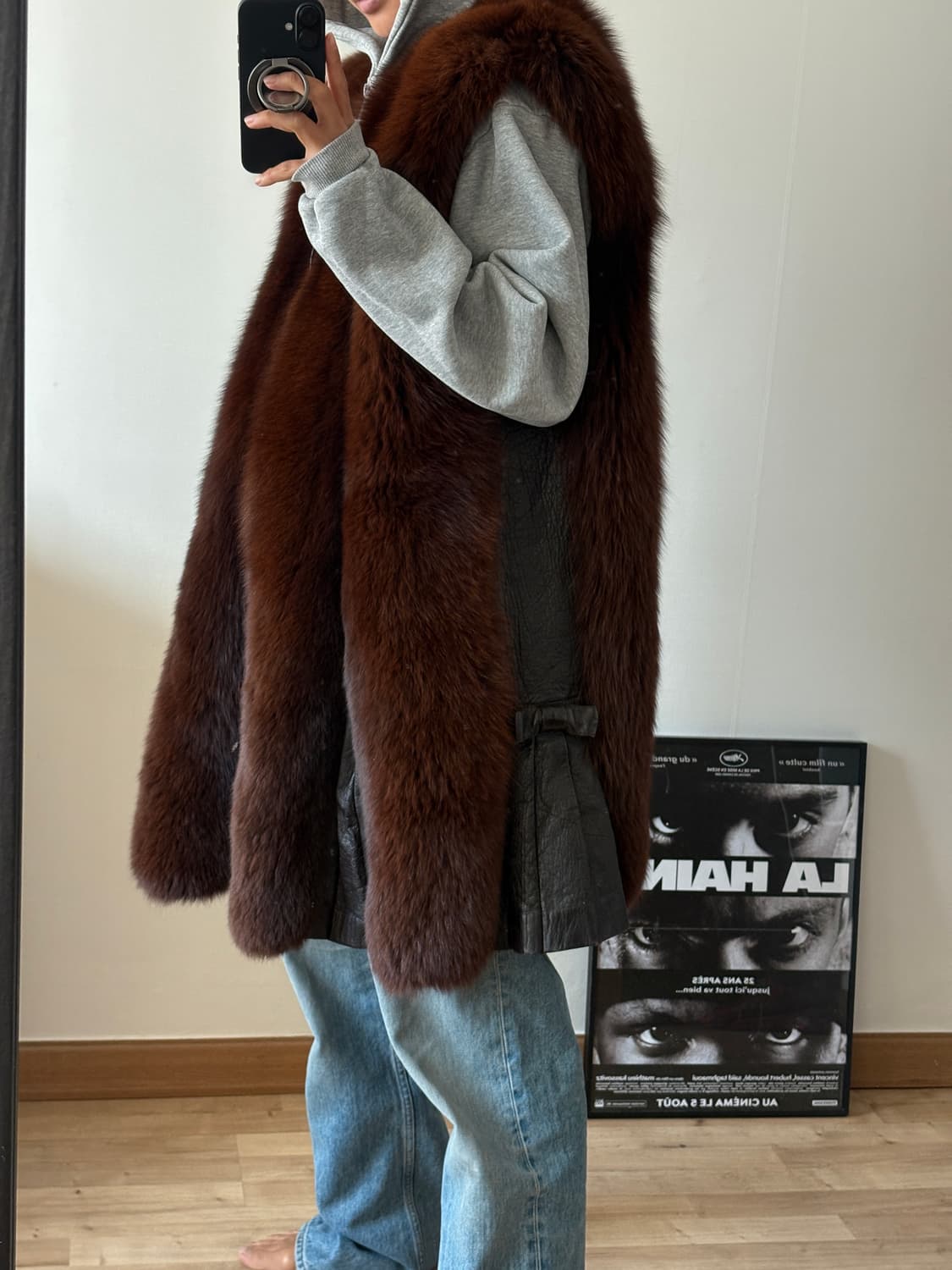 리얼 폭스 퍼 롱 베스트 상품이미지3