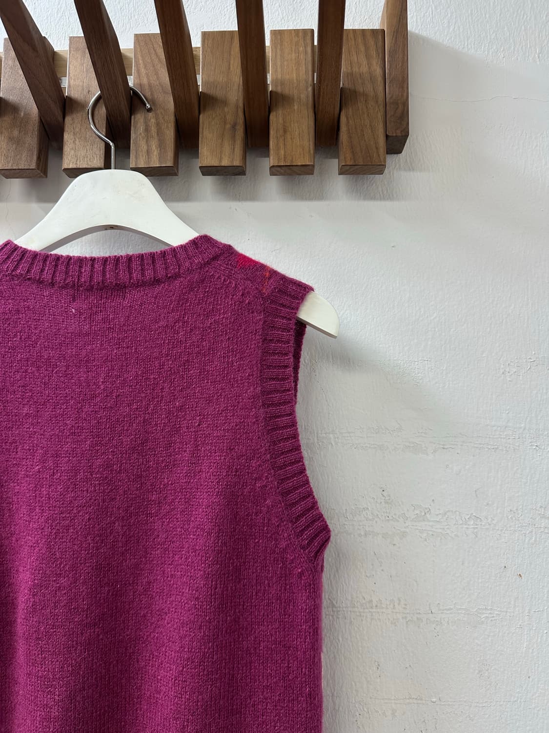 BEAMS BOY 빔즈 울 100% 아가일 니트 베스트 상품이미지6