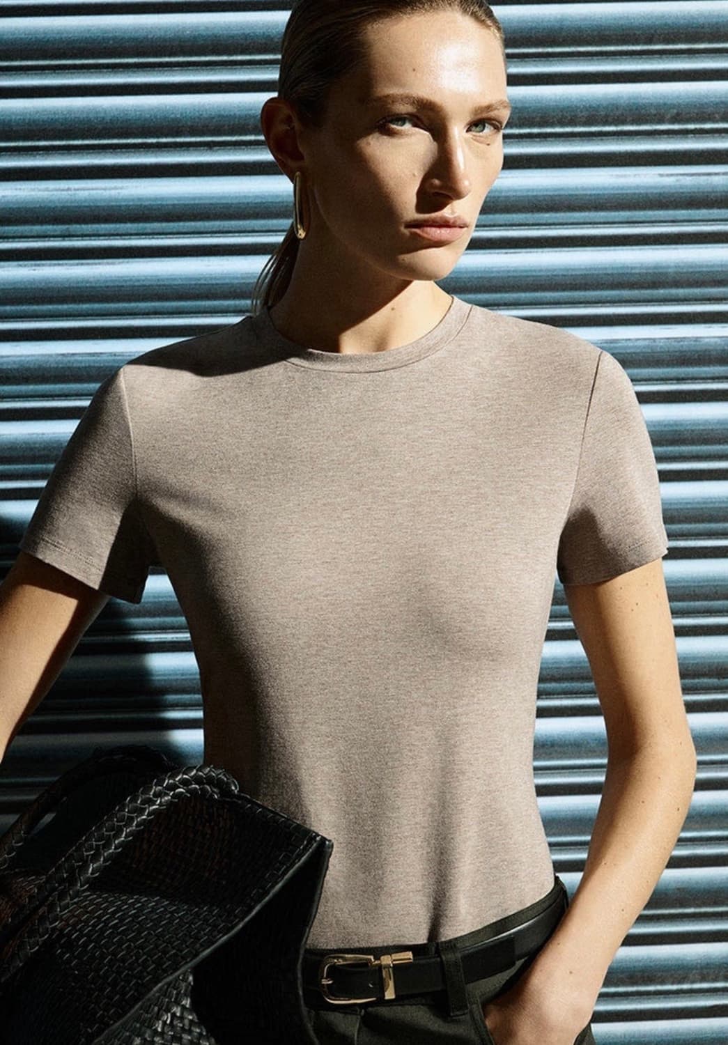 Cos 코스 슈렁큰 반팔 티셔츠 오트 멜란지 상품이미지1