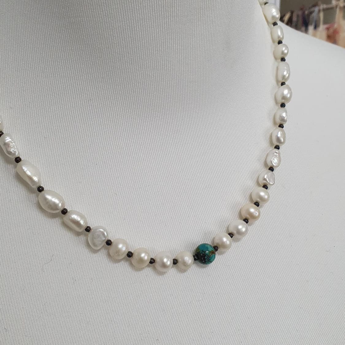 [Vintage] Freshwater Pearl & Onyx Neckla 상품이미지2