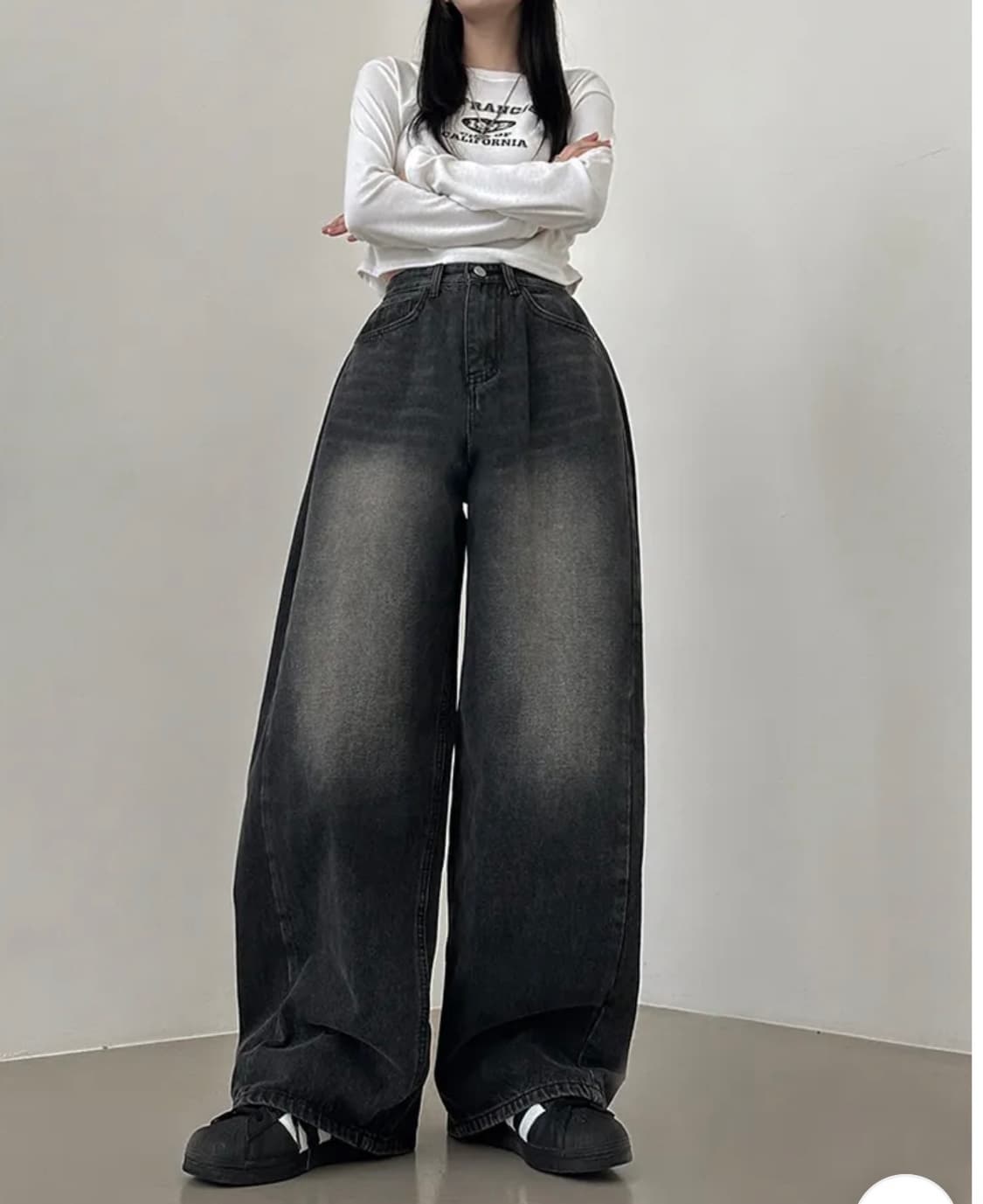 에이블리 와이드 청바지 흑청 상품이미지1