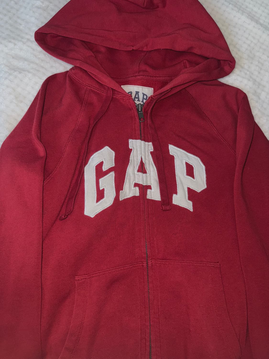 갭 슬림핏 딱붙핏 빈티지 후드집업 딥레드 키키 상품이미지2