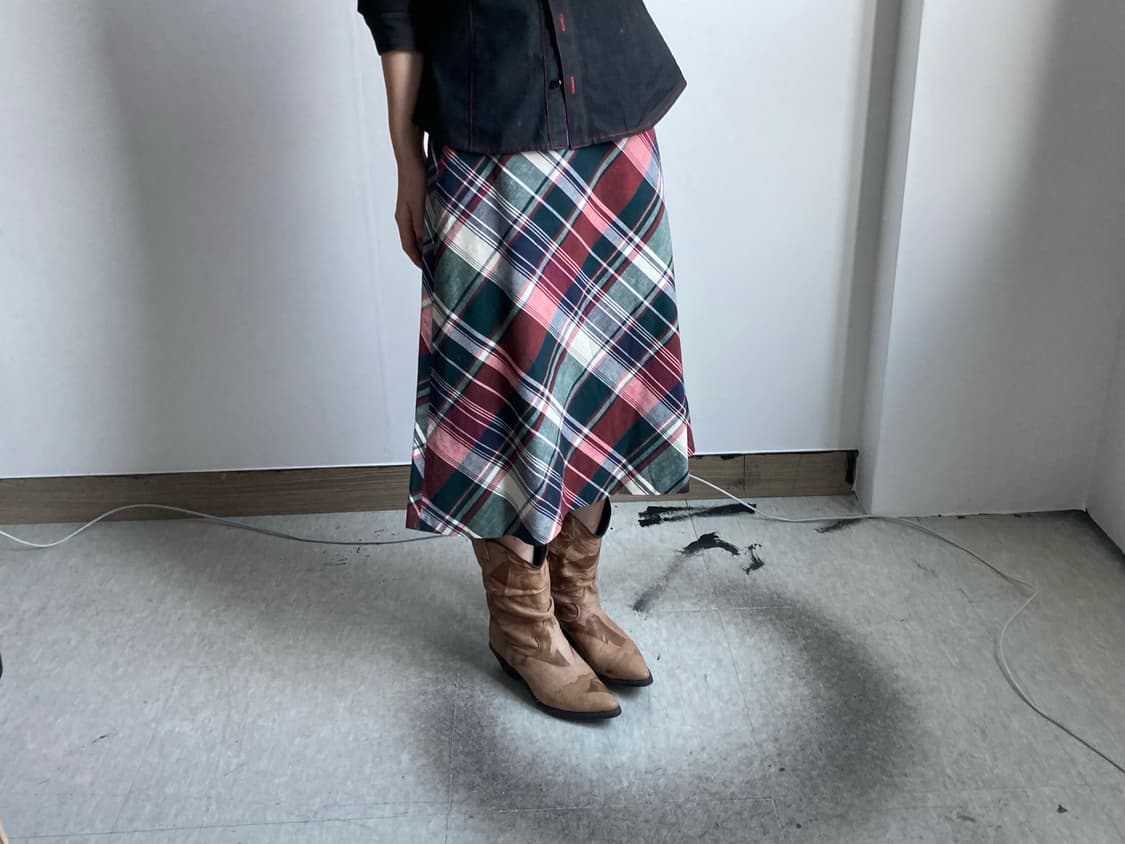 빈티지 버클 체크 스커트 상품이미지2