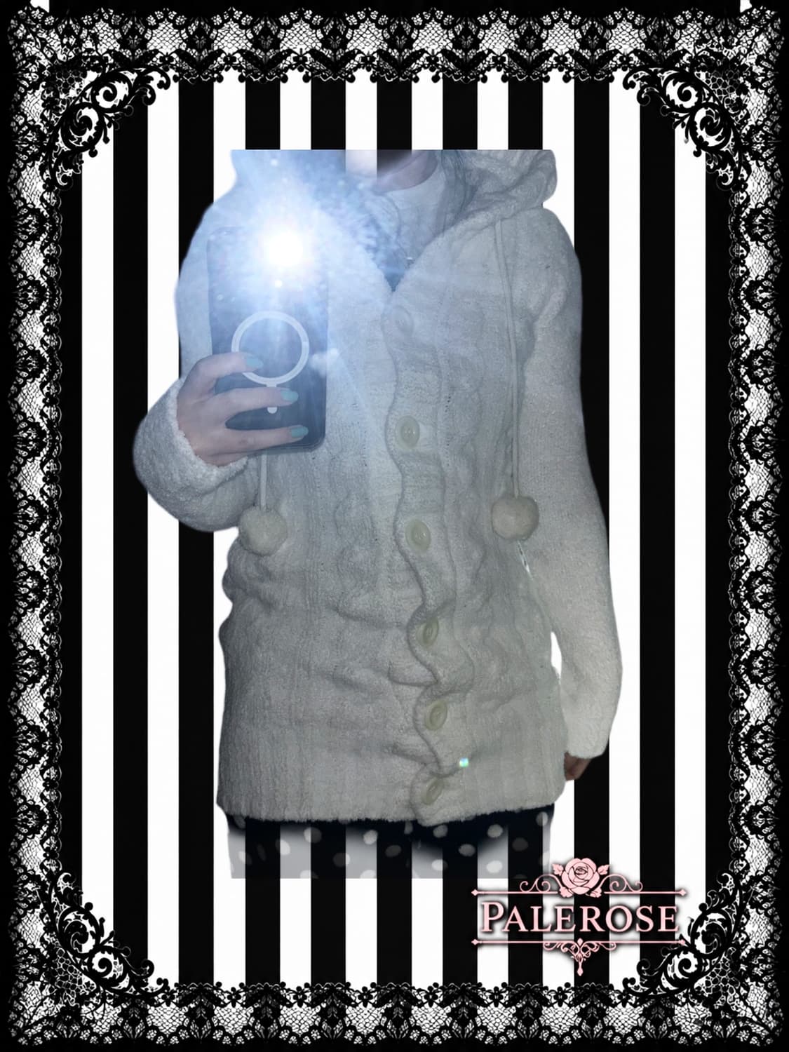 Cream White Pompom Cardigan 상품이미지2