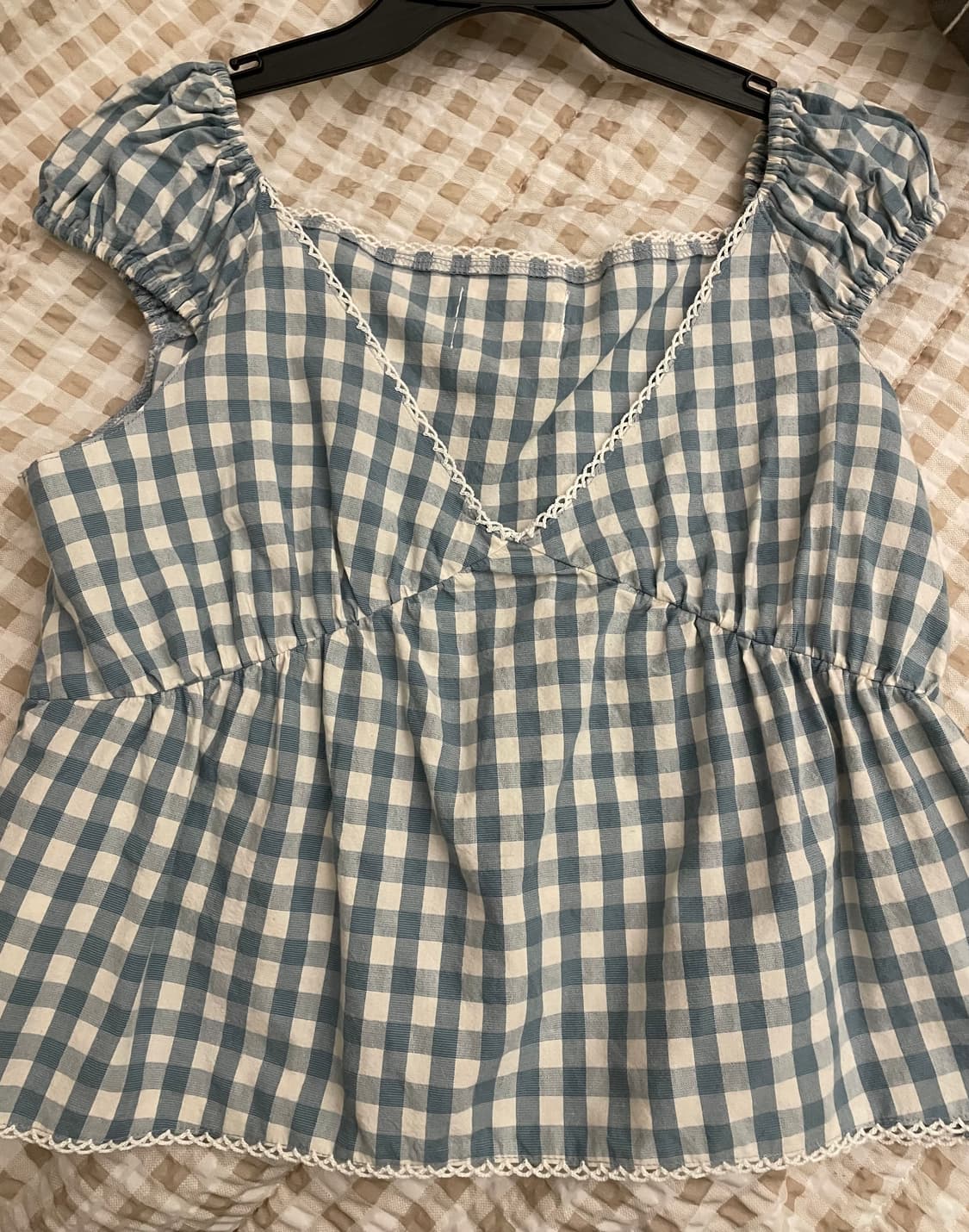 쏘딩키브레드 Sarah Blue check Blouse 상품이미지4