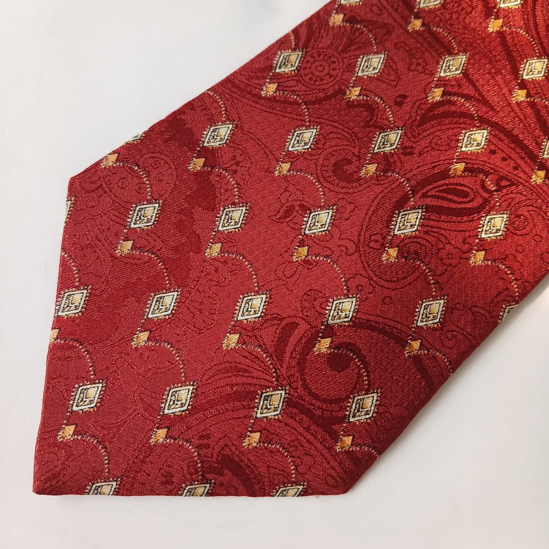 발렌티노 실크 와인 페이즐리 패턴 넥타이 10cm S~A+등급 E747 상품이미지7