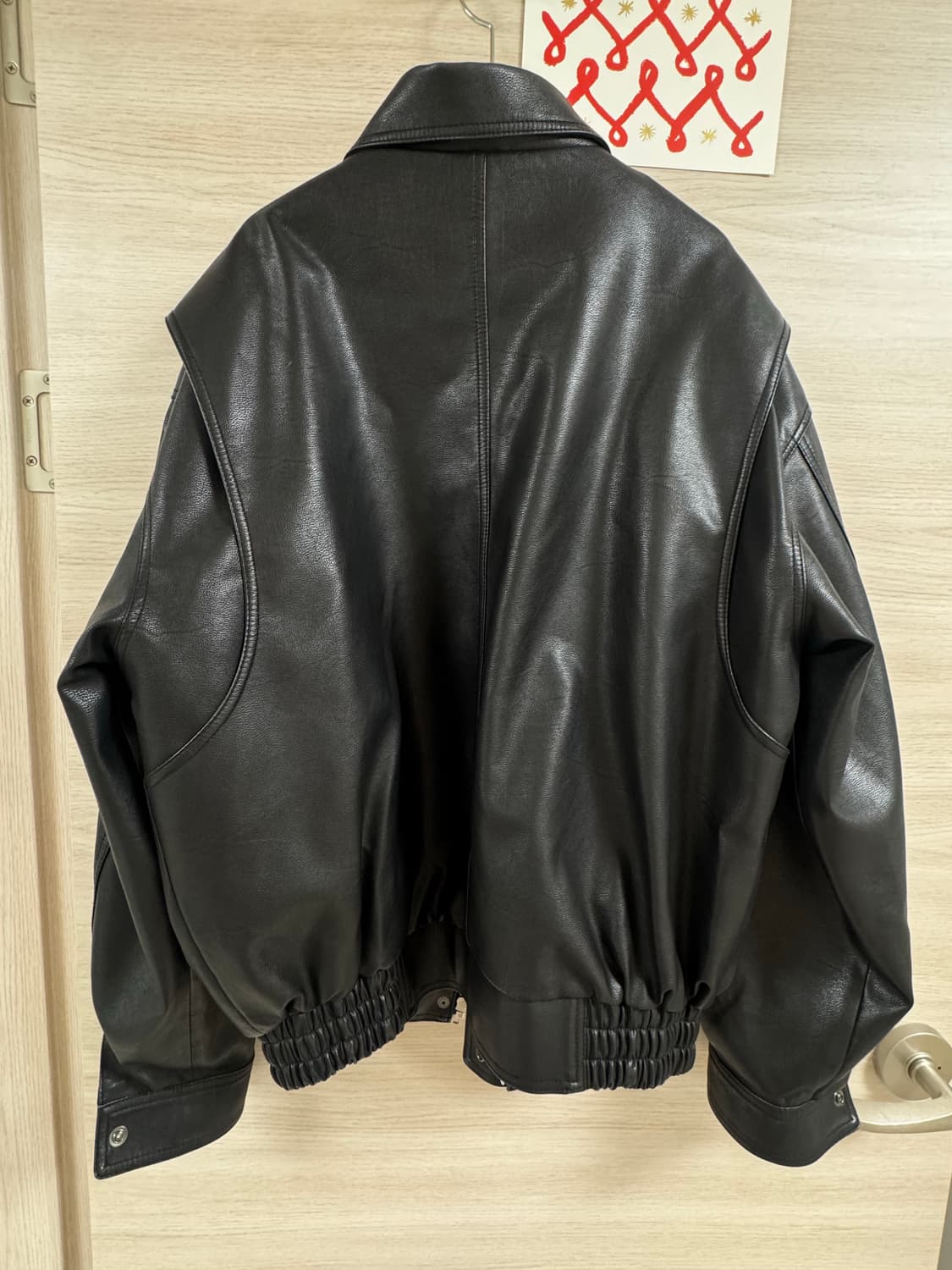 GBH 블랙 레더 봄버 재킷 상품이미지6